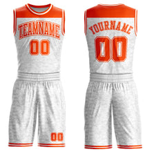 Load image into Gallery viewer, Custom White Orange Color Block Round Neck Sublimation Basketball Suit Jersey
