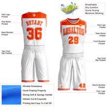 Load image into Gallery viewer, Custom White Orange Color Block Round Neck Sublimation Basketball Suit Jersey
