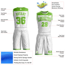 Laden Sie das Bild in den Galerie-Viewer, Custom White Neon Green Color Block Round Neck Sublimation Basketball Suit Jersey
