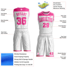 Load image into Gallery viewer, Custom White Pink Color Block Round Neck Sublimation Basketball Suit Jersey
