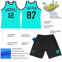 Laden Sie das Bild in den Galerie-Viewer, Custom Aqua Black Fragment Art Round Neck Sublimation Basketball Suit Jersey
