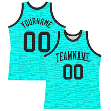 Laden Sie das Bild in den Galerie-Viewer, Custom Aqua Black Fragment Art Round Neck Sublimation Basketball Suit Jersey
