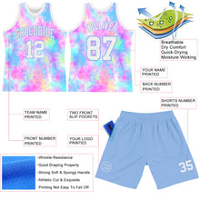 Load image into Gallery viewer, Custom Tie Dye White-Light Blue Round Neck Sublimation Basketball Suit Jersey
