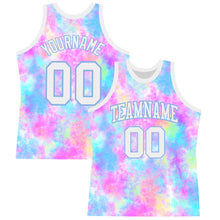 Load image into Gallery viewer, Custom Tie Dye White-Light Blue Round Neck Sublimation Basketball Suit Jersey
