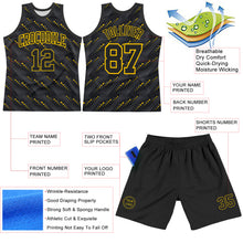 Laden Sie das Bild in den Galerie-Viewer, Custom Black Yellow Slant Lines Round Neck Sublimation Basketball Suit Jersey
