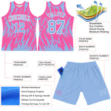 Load image into Gallery viewer, Custom Pink Light Blue-White Abstract Sharp Shape Fragment Art Round Neck Sublimation Basketball Suit Jersey
