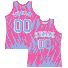 Load image into Gallery viewer, Custom Pink Light Blue-White Abstract Sharp Shape Fragment Art Round Neck Sublimation Basketball Suit Jersey
