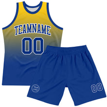 Laden Sie das Bild in den Galerie-Viewer, Custom Yellow Royal-White Fade Fashion Round Neck Sublimation Basketball Suit Jersey
