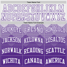Laden Sie das Bild in den Galerie-Viewer, Custom White Purple Gradient Square Shapes Round Neck Sublimation Basketball Suit Jersey
