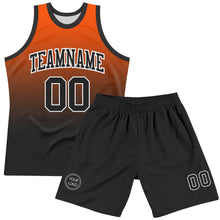 Загрузить изображение в средство просмотра галереи, Custom Orange Black-White Gradient Square Shapes Round Neck Sublimation Basketball Suit Jersey
