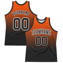 Загрузить изображение в средство просмотра галереи, Custom Orange Black-White Gradient Square Shapes Round Neck Sublimation Basketball Suit Jersey
