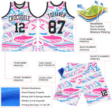 Laden Sie das Bild in den Galerie-Viewer, Custom Figure Black Pink-Light Blue Fluid Art Round Neck Sublimation Basketball Suit Jersey
