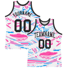 Laden Sie das Bild in den Galerie-Viewer, Custom Figure Black Pink-Light Blue Fluid Art Round Neck Sublimation Basketball Suit Jersey
