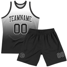 Load image into Gallery viewer, Custom White Black Fade Fashion Round Neck Sublimation Basketball Suit Jersey
