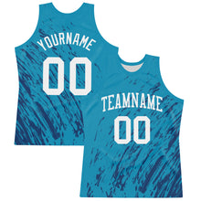 Laden Sie das Bild in den Galerie-Viewer, Custom Panther Blue White Splash Round Neck Sublimation Basketball Suit Jersey
