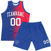 Load image into Gallery viewer, Custom Red White-Royal Gradient Line Round Neck Sublimation Basketball Suit Jersey
