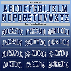Custom Light Blue Navy-White Fade Fashion Round Neck Sublimation Basketball Suit Jersey