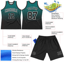 Laden Sie das Bild in den Galerie-Viewer, Custom Teal Black-White Fade Fashion Round Neck Sublimation Basketball Suit Jersey
