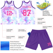 Load image into Gallery viewer, Custom Tie Dye Pink-Purple Round Neck Sublimation Basketball Suit Jersey
