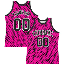Load image into Gallery viewer, Custom Pink Black-White Line Round Neck Sublimation Basketball Suit Jersey
