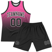 Laden Sie das Bild in den Galerie-Viewer, Custom Pink Black-White Fade Fashion Round Neck Sublimation Basketball Suit Jersey
