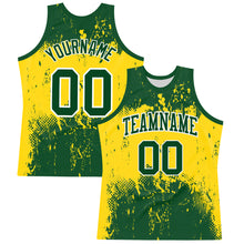 Laden Sie das Bild in den Galerie-Viewer, Custom Green Yellow-White Abstract Splatter Grunge Art Round Neck Sublimation Basketball Suit Jersey
