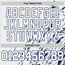 Laden Sie das Bild in den Galerie-Viewer, Custom White Navy Splash Round Neck Sublimation Basketball Suit Jersey
