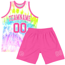 Laden Sie das Bild in den Galerie-Viewer, Custom Tie Dye Pink-White Round Neck Sublimation Basketball Suit Jersey
