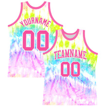 Laden Sie das Bild in den Galerie-Viewer, Custom Tie Dye Pink-White Round Neck Sublimation Basketball Suit Jersey
