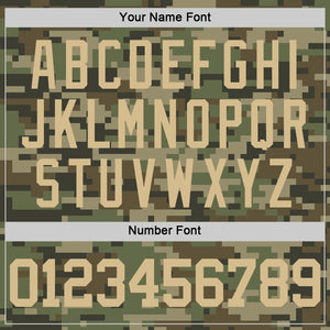 Custom Camo Vegas Gold-Olive Round Neck Sublimation Salute To Service Basketball Suit Jersey