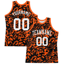 Laden Sie das Bild in den Galerie-Viewer, Custom Black White-Orange Fluid Art Round Neck Sublimation Basketball Suit Jersey
