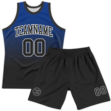 Load image into Gallery viewer, Custom Royal Black-White Fade Fashion Round Neck Sublimation Basketball Suit Jersey
