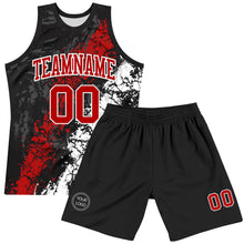 Laden Sie das Bild in den Galerie-Viewer, Custom Black Red-White Splash Round Neck Sublimation Basketball Suit Jersey
