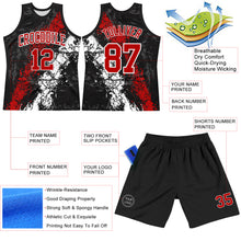 Laden Sie das Bild in den Galerie-Viewer, Custom Black Red-White Splash Round Neck Sublimation Basketball Suit Jersey
