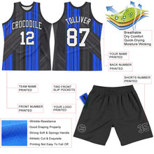 Загрузить изображение в средство просмотра галереи, Custom Black White-Royal Line Round Neck Sublimation Basketball Suit Jersey
