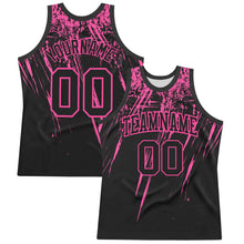 Laden Sie das Bild in den Galerie-Viewer, Custom Black Pink Splash Round Neck Sublimation Basketball Suit Jersey
