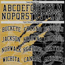 Загрузить изображение в средство просмотра галереи, Custom Graffiti Pattern Black Old Gold-White Scratch Round Neck Sublimation Basketball Suit Jersey
