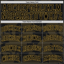 Load image into Gallery viewer, Custom Black Old Gold Curve Lines Round Neck Sublimation Basketball Suit Jersey
