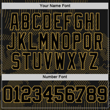 Load image into Gallery viewer, Custom Black Old Gold Curve Lines Round Neck Sublimation Basketball Suit Jersey
