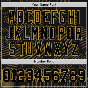 Custom Black Old Gold Curve Lines Round Neck Sublimation Basketball Suit Jersey