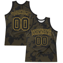 Load image into Gallery viewer, Custom Black Old Gold Curve Lines Round Neck Sublimation Basketball Suit Jersey
