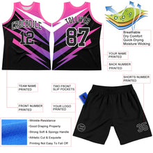 Load image into Gallery viewer, Custom Pink Black-White Line Round Neck Sublimation Basketball Suit Jersey
