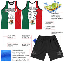 Load image into Gallery viewer, Custom Kelly Green White Red-Black Mexican Flag Round Neck Sublimation Basketball Suit Jersey
