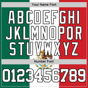 Custom Kelly Green White Red-Black Mexican Flag Round Neck Sublimation Basketball Suit Jersey