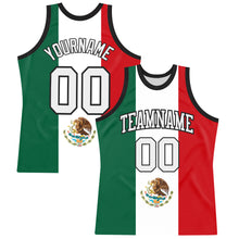 Load image into Gallery viewer, Custom Kelly Green White Red-Black Mexican Flag Round Neck Sublimation Basketball Suit Jersey

