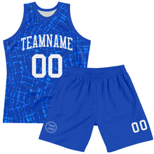 Laden Sie das Bild in den Galerie-Viewer, Custom Royal White Round Line Neck Sublimation Basketball Suit Jersey
