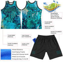 Load image into Gallery viewer, Custom Tie Dye Teal-Black Round Neck Sublimation Basketball Suit Jersey
