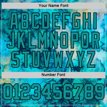 Load image into Gallery viewer, Custom Tie Dye Teal-Black Round Neck Sublimation Basketball Suit Jersey
