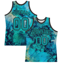 Load image into Gallery viewer, Custom Tie Dye Teal-Black Round Neck Sublimation Basketball Suit Jersey
