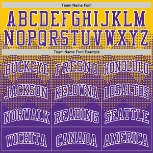 Custom Yellow Purple-White Gradient Square Shapes Round Neck Sublimation Basketball Suit Jersey